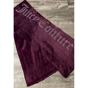 Juicy Couture Rhinestone Wide Leg Y2K Large Velour Lounge Pants Burgundy (30x32)